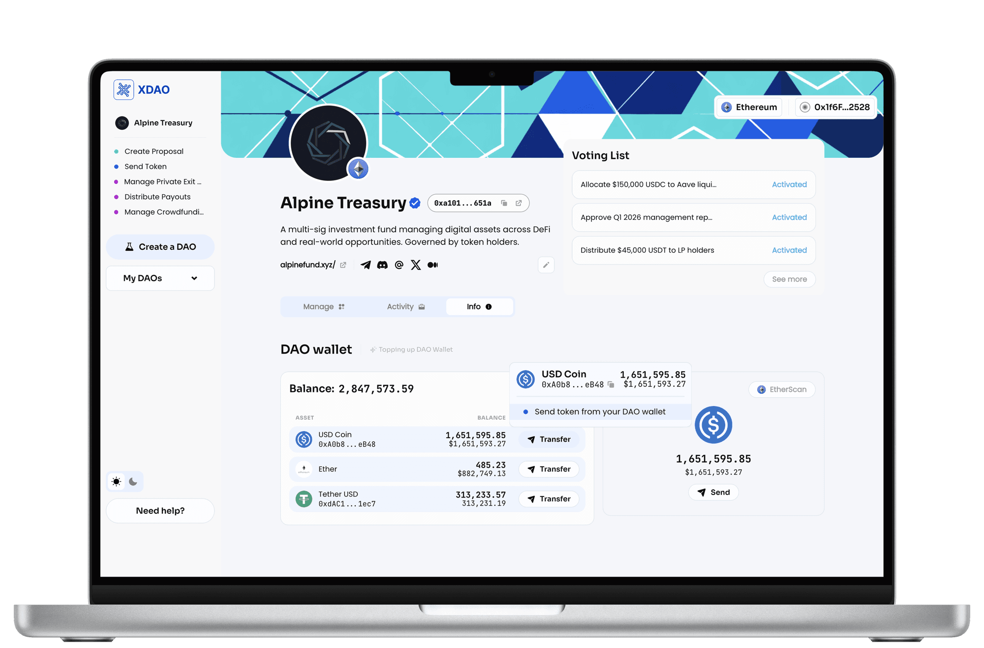XDAO Dashboard Interface